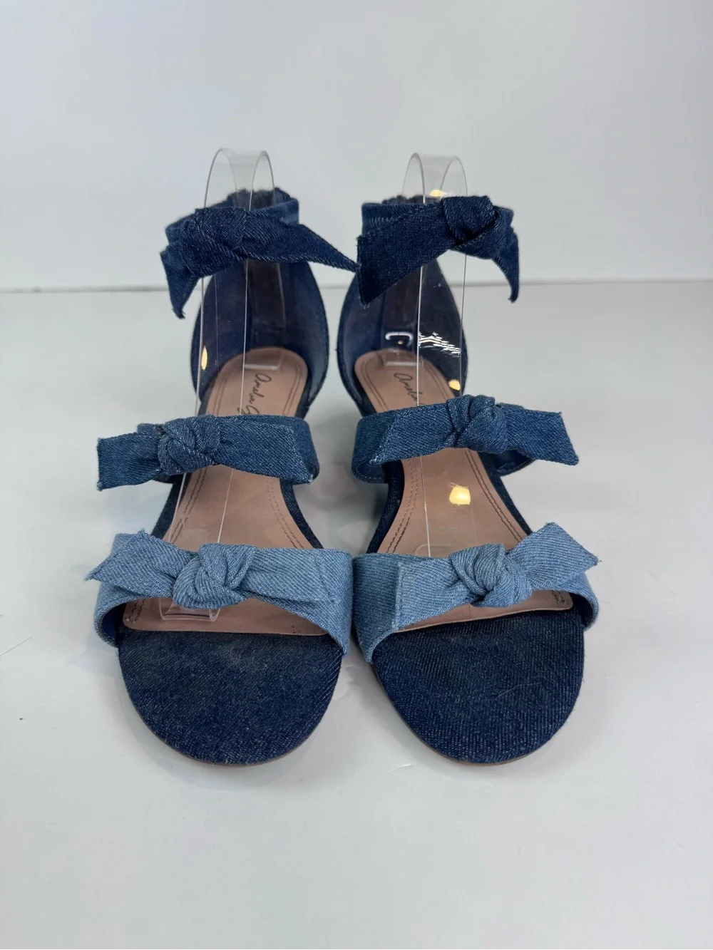 Amelia Grace jean denim wedge sandals size 8.5 - Picture 3 of 12